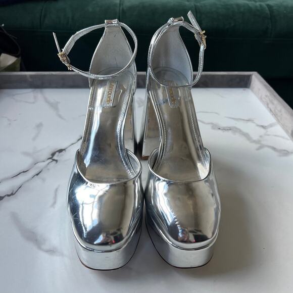 Larroude Ari Platform Pump In Silver Specchio Size 8.5 - Picture 4 of 9